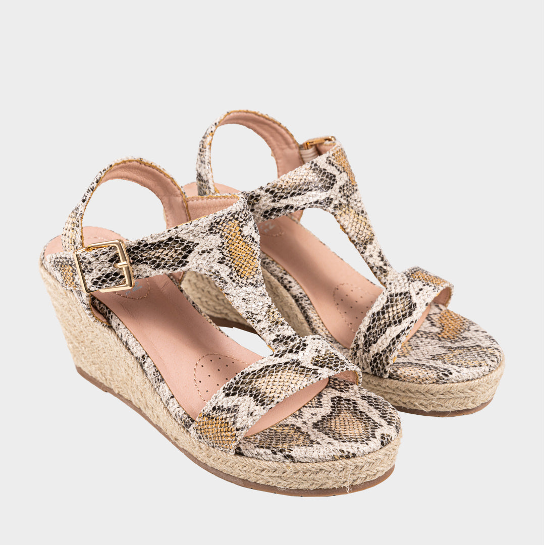Card Wedge T-Strap Para Mujer